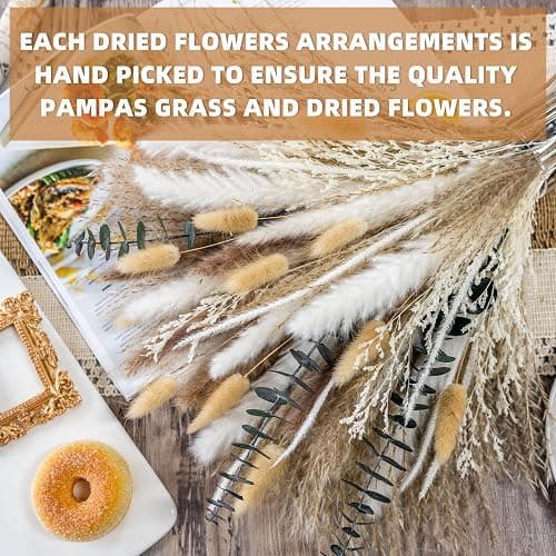 Boho Decor Pampas Grass and Eucalyptus Bouquet,pompas Grass Dried Flowers Arrangement for Centerpiece Table Decor,Wedding,Home,Room,Rustic Decor thumbnail 5