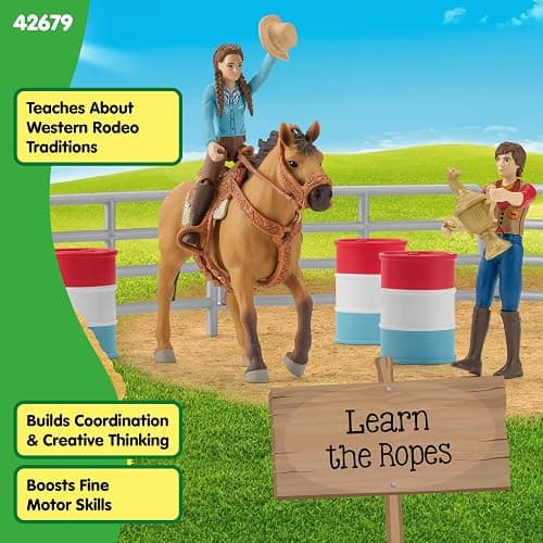Schleich Farm World - 42PC Rodeo Playset with Animal and Rider Figurines - Cowboy and Cowgirl Action Figures with Cattle and Horse Toys - Western Riding Screen-Free Toys - Kids Ages 3+ | 42679 thumbnail 6