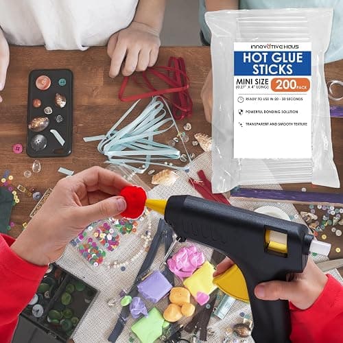Innovative Haus Mini Hot Glue Sticks for Mini Glue Guns, Clear, 200 Pack | Bulk Craft Adhesive, Small 4" x 0.27" Size, Transparent, Quick-Drying, Dual Temp, Bonds Wood, Metal, Glass, Fabric, Foam thumbnail 5