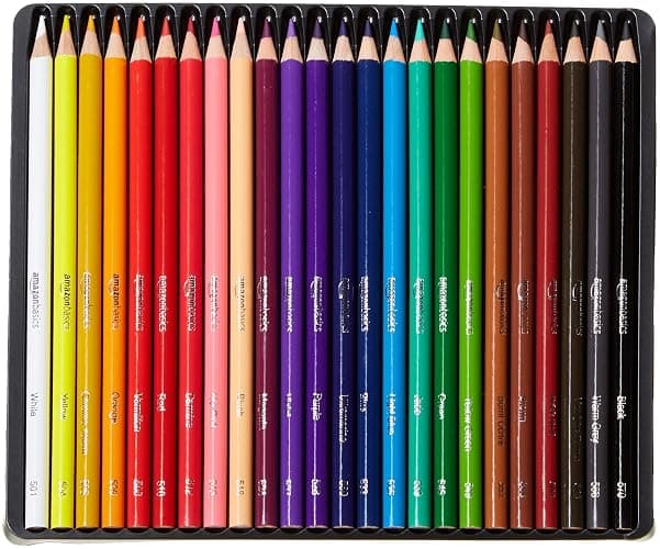 Amazon Basics Colored Pencils for Coloring and Drawing, Premium, Soft Core, Back to School Supplies, 24 Count (Pack of 1), Multicolor thumbnail 4
