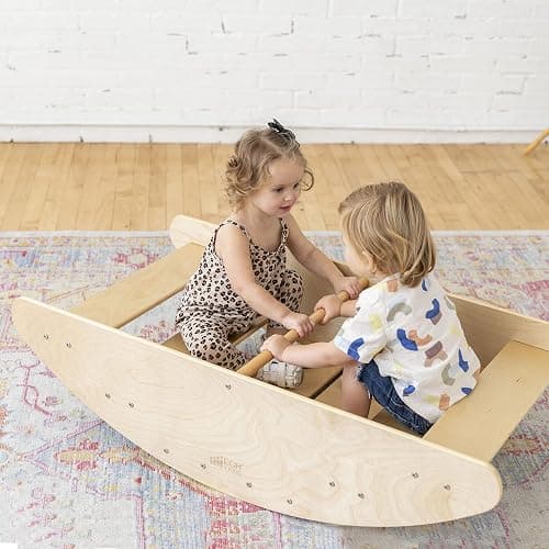 ECR4Kids Rocking Boat and Steps, Play Center, Natural thumbnail 9