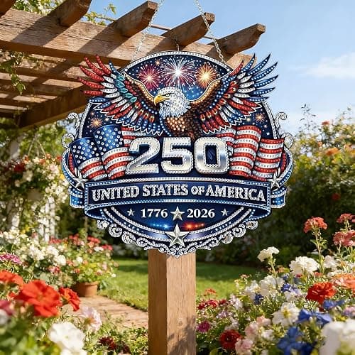 DIY Diamond Art Painting Wreath Kits，Special Shaped Rhinestone Hanging Ornament Diamond Art Window Pendants for Gift Home Garden Wall Hanging Kits,Double Sided (USA 250th) thumbnail 5