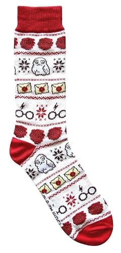 Harry Potter Ugly Sweater Pattern Crew Christmas Socks - Image 1