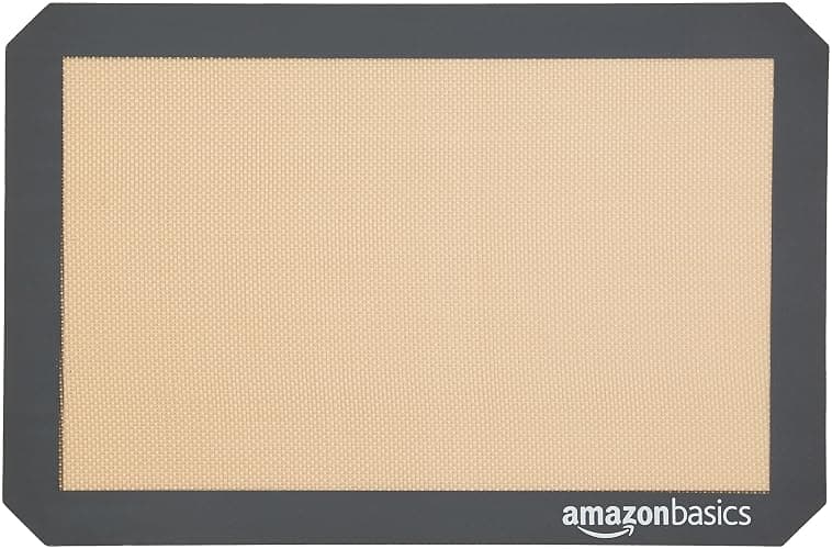 Amazon Basics Rectangular Silicone, Non-Stick, Food Safe Baking Mat, 9"x13", 9.9"x14.8", and 16.5"x11.6", Beige/Gray, Pack of 3 thumbnail 6