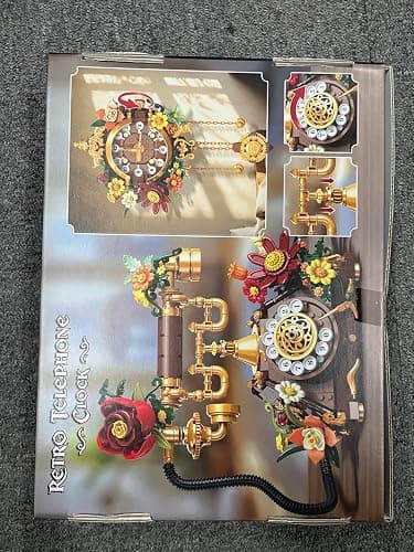 PLAXSOON Flowers Retro Telephone Clock Building Set, 2 in 1 Collectible Vintage Phone Model Building Block Kit with Realistic Design, 882 PCS Home Office Decor, Gift for Adults Teens Girls Boys 12+ thumbnail 10