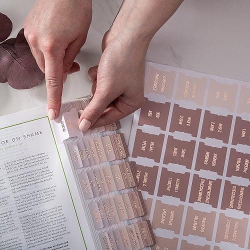 DiverseBee Laminated Bible Tabs (Rose Gold Embossed Lettering), Bible Journaling Supplies, Bible Book Tabs, Christian Gift, 73 Bible Tabs for Women and Men, Includes 4 Blank Tabs (Pearl) thumbnail 4