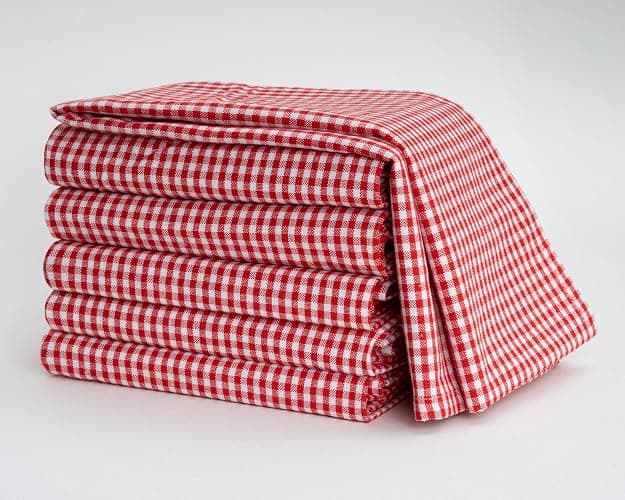 Casa De Lan Kitchen Towel Set – Pack of 6 (22’’ x 32’’) Extra Large Jumbo Premium Cotton Dish Towels for Kitchen – Flat Check Towels – Absorbent – 100% Cotton – with Hanging Loop-Red thumbnail 2