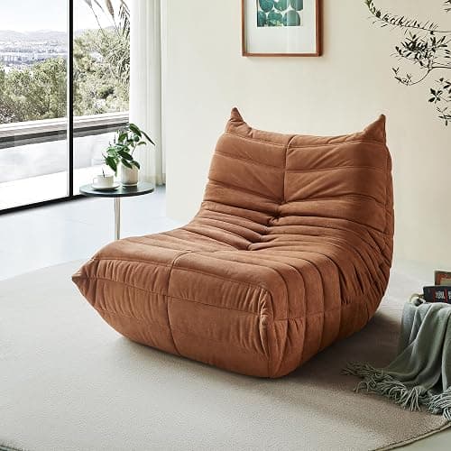 Aosaifen Green Bean Bag Chair - Corner Sofa, Fireside Floor Couch for Living Room, Bedroom, Gaming & Office (Brown, Single) thumbnail 4