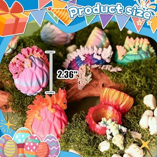 Cybermaker 12pcs 3D Printed Animals Figures Toys, Prefilled Eggs with Rainbow Dragons Inside for Party Favors, Classroom Prizes, Goodie Bag Fillers, Collectible Gifts for Kids thumbnail 3