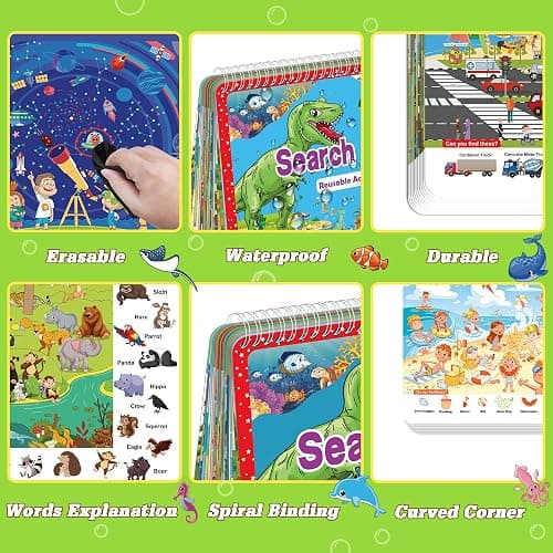 Search and Find Book for Kids Ages 4-6,3-8, Reusable Activity Pad with 24 Toddler Activities Books, Educational Toys for 3+ Year Old, Toddler Airplane Travel Essentials, Travel Toys for Kids 4-8 thumbnail 6