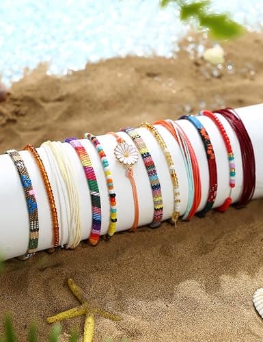LOLIAS 24 Pieces Ankle String Bracelets for Women Surfer Wave Boho Bracelet Adjustable Handmade Friendship Bracelet String Ocean Beach Boho Bracelets Anklets for Women thumbnail 5