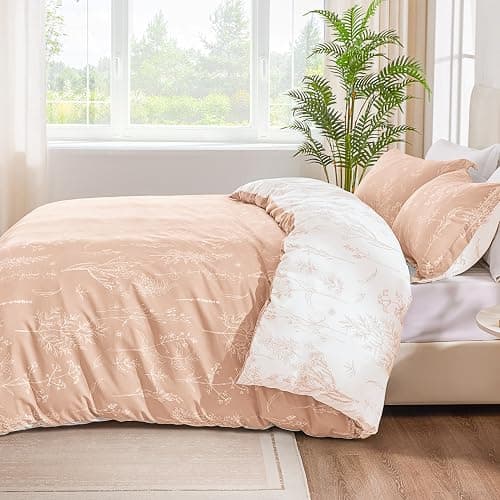 Love's cabin Dusty Rose Pink Twin Comforter Set - Twin XL Size Comforter Set Dorm Bedding, 2 Pieces Cute Floral Bedding, Reversible Flowers Comforter, 1 Comforter & 1 Pillow Sham thumbnail 7