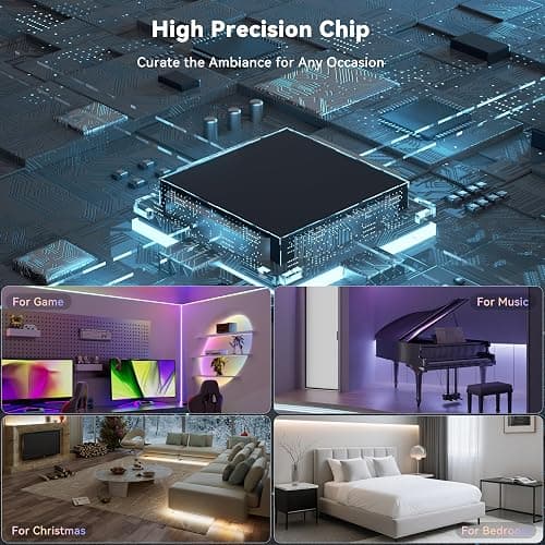 MIWISE LED Strip Lights,RGB Smart IC COB LED Strip Light Color Chasing,24ft Multicolor Flexible LED Tape Light,Music Sync with APP Control,Addressable DIY 16M Colors,for Cabinet,Bedroom,Party Decor thumbnail 3