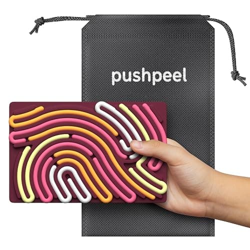 Pushpeel Sensory Activity Board: Silicone Fidget Toy for Calming, Stress, Anxiety, ADHD & Autism | Silent, No Mess | Kids 3+ & Adults | Includes Portable Travel Bag & 11 Strings thumbnail 8