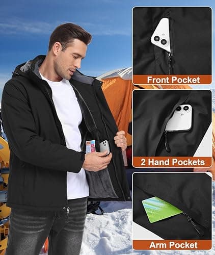 Buyboxs Mens Winter Snow Jacket Waterproof Ski Jackets Snowboard Rain Warm Coat Insulated Hood Fleece Lined thumbnail 6