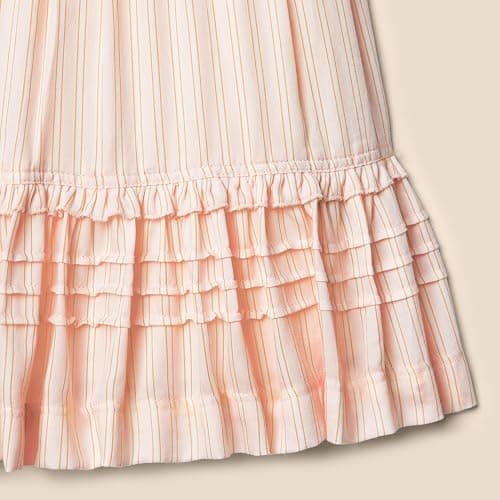 Amazon Essentials x Sofia Grainge Toddlers and Baby Girls' Puff Sleeve Dress - 4T - Peach Classic Stripe thumbnail 4