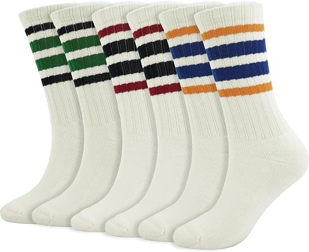 BomKinta Striped Crew Socks Women - Retro Novelty Socks - Stretchy Casual Athletic Cotton Gifts Sock Size 5-10 - Image 1