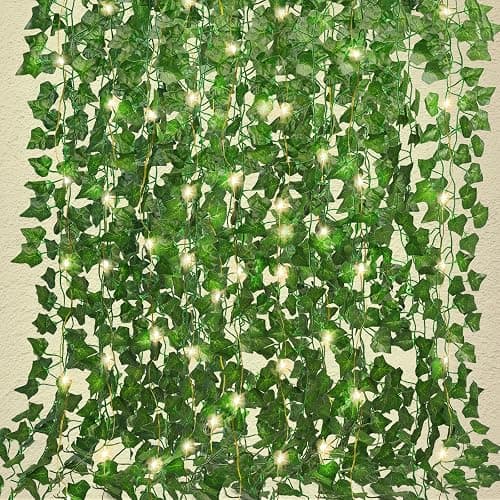 RECUTMS Artificial Ivy Vines 250 FT with 300 LED String Light Leaf Garland Fake Hanging Plants for Long Leaves Greenery Room Garden Office Wedding Wall Shower Patio Outdoor Indoor Decor (36 Pack) - Image 1