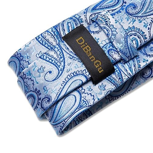 DiBanGu Silk Floral Ties for Men Woven Paisley Necktie and Tie Clip Handkerchief Cufflinks Set for Party Wedding thumbnail 5