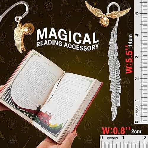Harry Potter Metal Bookmark with Hanging Charm Golden Snitch Hogwarts Reading Gifts Book Lovers Gift Box (Golden Snitch) thumbnail 3