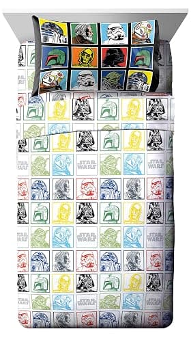 Jay Franco Star Wars Classic Grid 4 Piece Twin Bed Set - Includes Reversible Comforter & Sheet Set - Bedding Features Luke Skywalker - Super Soft Fade Resistant Microfiber thumbnail 6