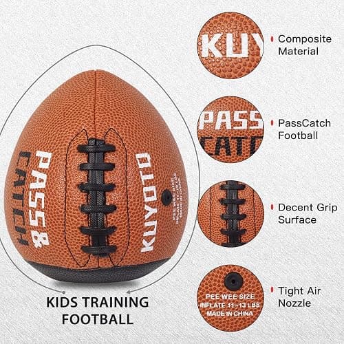 PassCatch Training Football, Peewee Size(Ages 3-9) Kids/Youth (Ages 7-13) Official Size(Ages 13+) Fatherless Bounce Back Leather Football Improving Enhance Solo Passing Catching Skills thumbnail 6