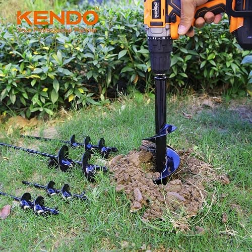 KENDO Auger Drill Bit for Planting Set of 4, Garden Ground Earth Spiral Drill Bits and Bulb Planter Tool for 3/8" Hex Drive Drill, for Post Hole Digger, Bulb Bedding Digging, Plant Rapid Planter thumbnail 7
