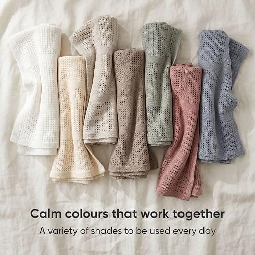 Bloomsbury Mill - Cellular Blankets Baby - 100% Organic Cotton - 2 Pack - Cream - Newborn Essentials - Soft Breathable Baby Blankets for Pram, Cot, Moses Basket - 75x95cm thumbnail 6