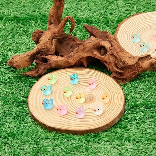 Fensong 100Pcs Luminous Mini Resin Ducks, 10 Bright Colors Glow in The Dark, Waterproof Tiny Ducks for Hiding, Garden and Aquarium. thumbnail 7