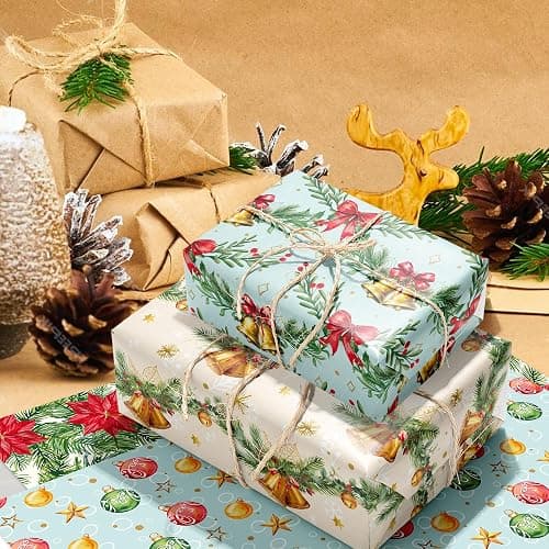 Anor Wishlife Christmas Wrapping Paper,Xmas Wrapping Paper Roll,Holiday Wrapping Paper,20 * 27inch Christmas Party Decorations for Office,Home,Classroom(12pcs) thumbnail 7
