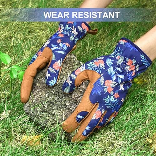 Womens Gardening Weeding Working Gloves, Leather Garden Glove for Women Thorn Proof No Stab for Digging, Planting,Pruning thumbnail 2
