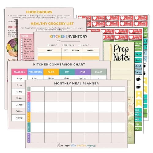 Life & Apples Meal Planner with Grocery List – Undated Weekly Menu & Meal Prep Notebook for Women & Men, Healthy Eating & Weight Loss Planner, 52-Week Spiral Bound Journal, Pineapples thumbnail 7
