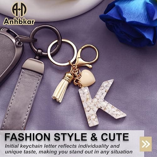 ANHBKAR Initial Letter Keychain, Butterfly Keychain Cute Resin, Initial Keychain Backpack Charms, Key chain for Women, Girls thumbnail 4