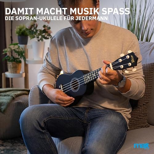 MAX UKEY Ukulele Komplett Set inkl. Plektren, digitalem Stimmgerät und Tasche, 21" mini Gitarre, Ukulele Erwachsene mit Zubehör für Anfänger, Soprano, 4 Nylon Saiten, 12 Bünde - Schwarz thumbnail 3