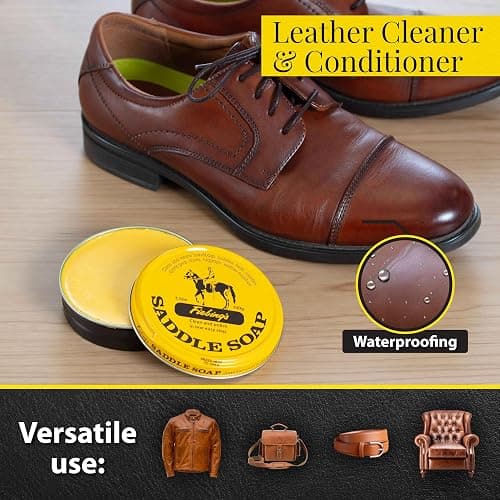 Fiebing's Yellow Saddle Soap for Leather (3.5 oz Tin) - Leather Cleaner & Conditioner to Soften, Protect & Restore Leathercraft - Leather Soap for Car Seat, Couch, Shoe, Purse, Boot, Bag, & Saddles thumbnail 2