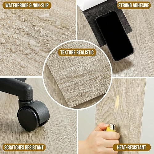 VIVIDCOZYTILE Waterproof Peel and Stick Floor Tile, 54 Sq.Ft Washed Beige Vinyl Wood Flooring, Easy DIY-Install & Durable for Kitchen, Bedroom, Bathroom, RVs, Rental-Friendly (36-Planks 6"x36") thumbnail 4