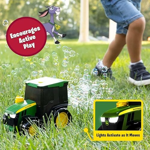 John Deere Bubble N Go Tractor, Battery Powered Bubble Blowing Toy with Real Headlights and Smart Motion Sensors thumbnail 3