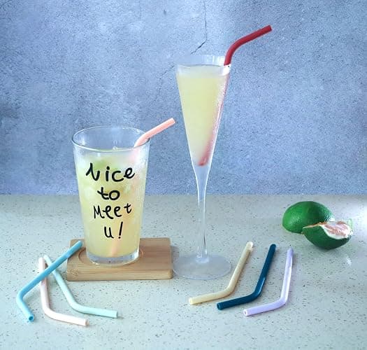 Reusable Thin Short 6.7" Cute Silicone Bendy Straws for Toddlers&Kids&Baby,6 10 12 oz Wine/Yeti Tumbler, Coffee/Cocktail Mug,Soda Cans,Take n toss Cup/BPA FREE-Small Flexible with Brushes thumbnail 2