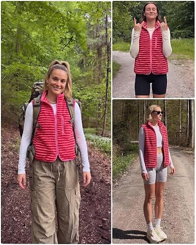 Gacaky Women's Sherpa Fleece Striped Vest Stand Collar Sleeveless Jacket | Gentle Skin Feel, Full Zip, Front Chest Pocket, Fall Winter Clothing, Cute Y2k Striped Vest, Seamless Daily Outfit Match thumbnail 4