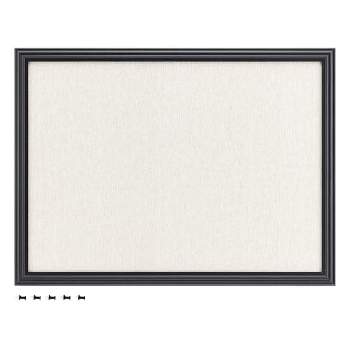 Navaris Framed Linen Bulletin Board - 17 x 23 inches Fabric Jewelry Organizer Pinboard for Wall Memory Memo Pin Board - Linen with Frame - Image 1