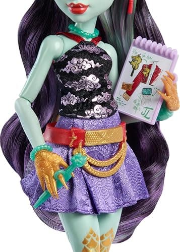 Monster High Jinafire Long Doll with Pet Dog | Dragon Doll with Pet Puppy Cloudy Yun Yun, 7 Accessories like Sketch Pad, Yogurt Drink, Backpack and More (Amazon Exclusive) thumbnail 4