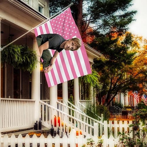Shmbada 3x5 Ft Decorative Josh Hutcherson Flag Double Stitched with 2 Brass Grommets for Indoor Outdoor, Wall Hanging Peeta Tapestry Mellark College Dorm Room Decoration (Pink, 3x5 ft) thumbnail 5