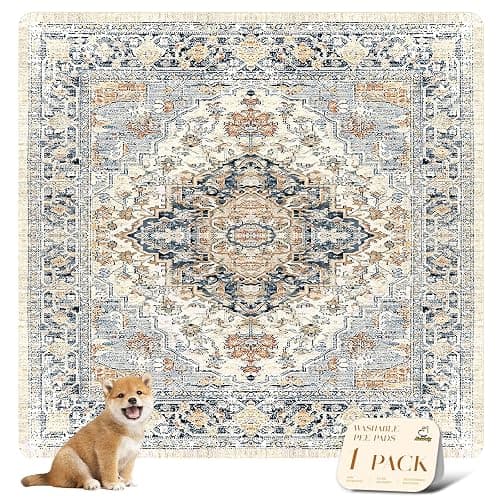 nunubaby Washable Pee Pads for Dogs, Stylish, Non-Slip and Leak-Proof Pee Pads. Reusable Potty Pads for Dogs for Crates and Floors.(Beige/Multi, 72" x72" ) - Image 1