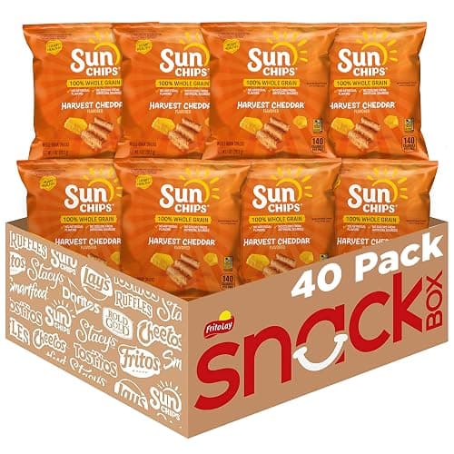 SunChips 100% Whole Grain Chips, Harvest Cheddar, 1 oz Bags, Pack of 40, No Artificial Flavors, Colors - Image 1