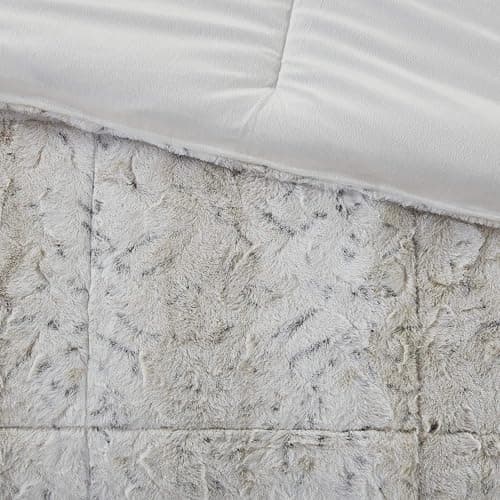 Madison Park Zuri Faux Fur Comforter Set, Full/Queen, 4 Piece, Snow Leopard | All Season, Ultra Soft, Bedding for Bedroom, Striped Pattern, Quilted, Plush, OEKO-TEX Certified thumbnail 11