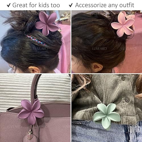 Flower Hair Clips for Women and Girls Thick to Thin Hair Medium Cute Claw Clips Decorative Plumeria Hair Accessories Nonslip Pastel Matte thumbnail 9