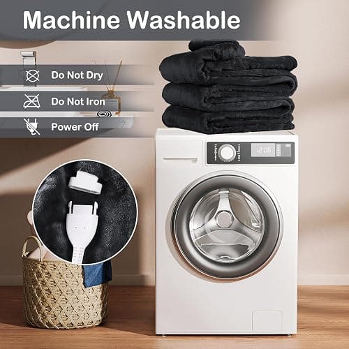 Electric Heated Blanket Full Size 72"x84", Fast Heating Blanket, Soft Cozy for Bed, 10 Hours Auto Off & 4 Heating Levels, Heater Blankets, Machine Washable, Warm Gifts for Grandma -Black thumbnail 8