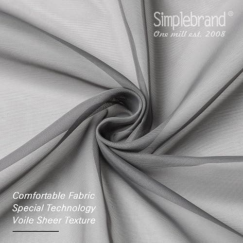 Simplebrand Grey Sheer Curtains 84 Inches Long, Light Filtering Rod Pocket Solid Color Window Sheer Curtain Panels, Elegant Curtains & Drapes for Living Room 2 Panels (Charcoal Grey, 2x42x84'') thumbnail 7