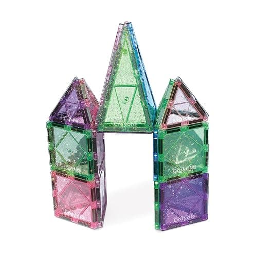 CreateOn Crayola Glitter Magnetic Tiles, Building Set for Kids, Magnetic Building Toys for Kids, STEM Easter Toys for Boys and Girls Ages 3 and Up, 36-Piece Set (Glitter) thumbnail 5