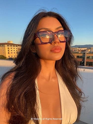 VISOONE Blue Light Blocking Glasses with TR90 Rectangle Frame and Chic Preppy Look for Women Men RIVER thumbnail 3